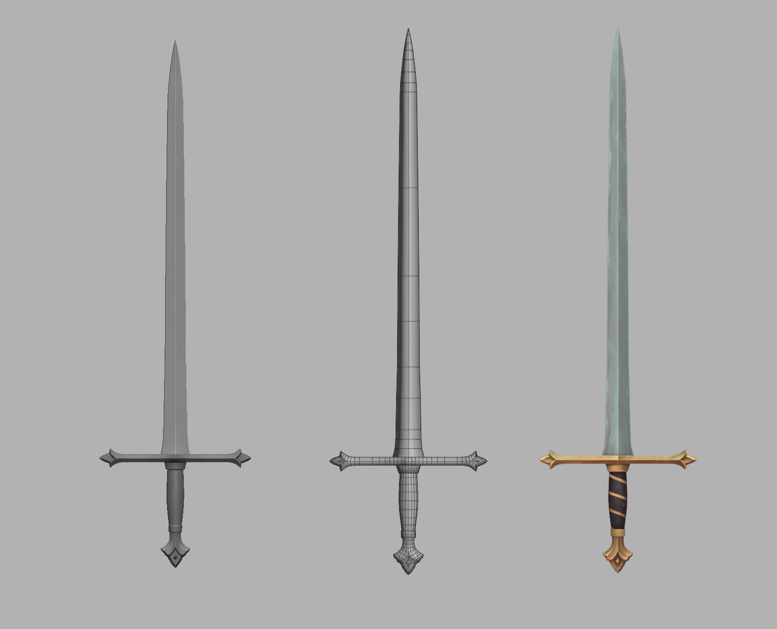 Sword zbrush + wireframe